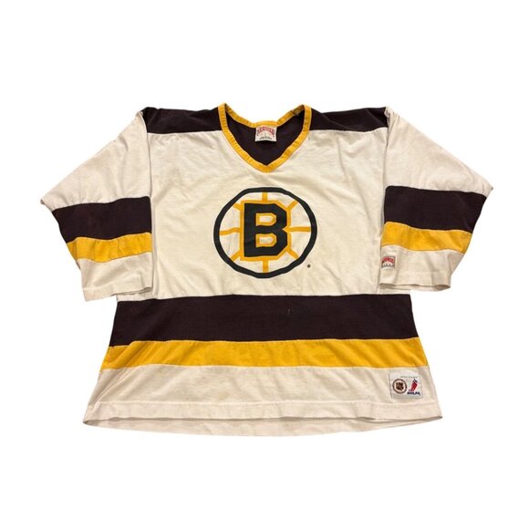 Vintage 90s Nutmeg Mills Boston Bruins Cam Neely #8 NHL Long Sleeve Shirt Large - Picture 1 of 9